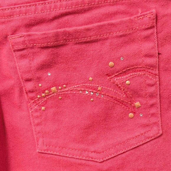 Gloria Vanderbilt Womens 14 Red Embellished Pockets Amanda Slit-Hem Capri Jeans - Picture 6 of 9